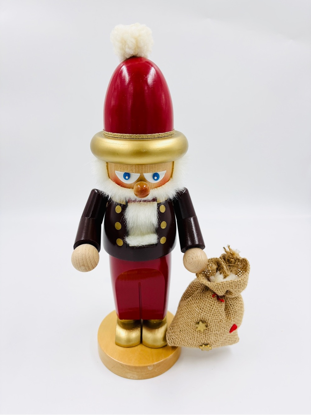 Steinbach Volkskunst German Chubby Gold Nico Nutcracker Holiday Wooden Santa